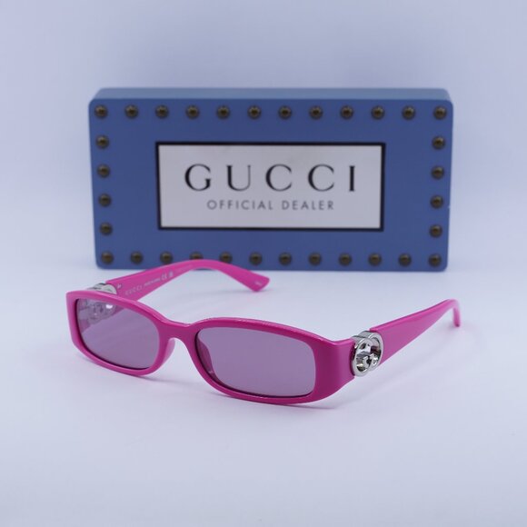 Gucci GG1661S 004 Rectangle Sunglasses - Fuchsia - Picture 1 of 10